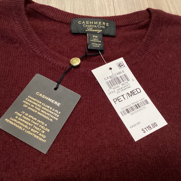 Charter Club 100% Cashmere Women's Petite Long-Sleeve Crewneck Sweater, size PM - Picture 8 of 13